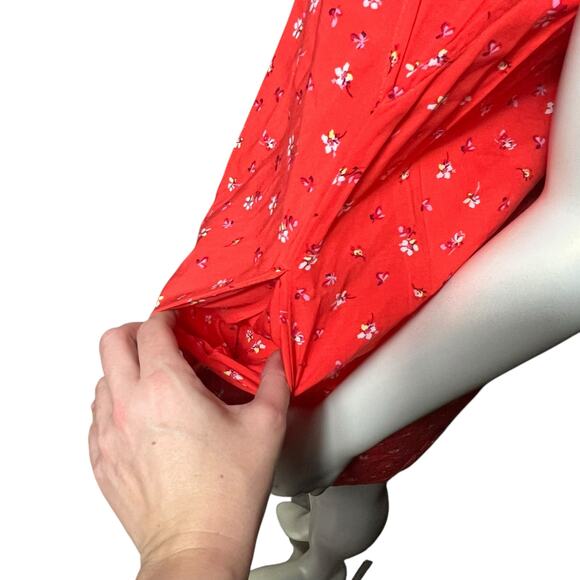 NWT GAP Red Floral Sleeveless Swing Dress Crisscross Back Summer XS Coral Mini - Picture 4 of 8